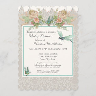 5x7 Paper Invitation Baby Shower Fairy Teacup