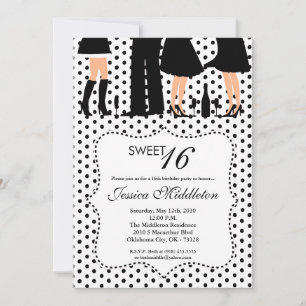 5x7 Party People Sweet 16 Birthday Invitation