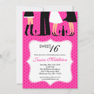 5x7 Party People Sweet 16 Birthday Invitation