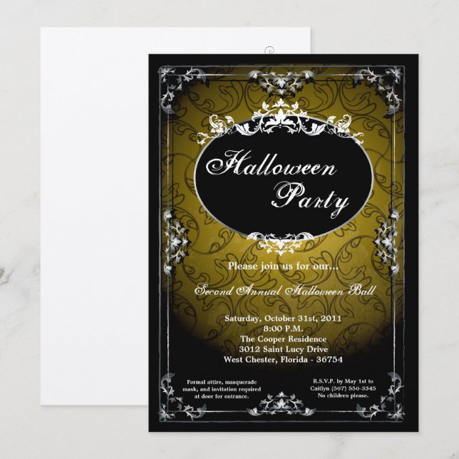 5x7 Pendant Broach Halloween Party Invitation (Front/Back)
