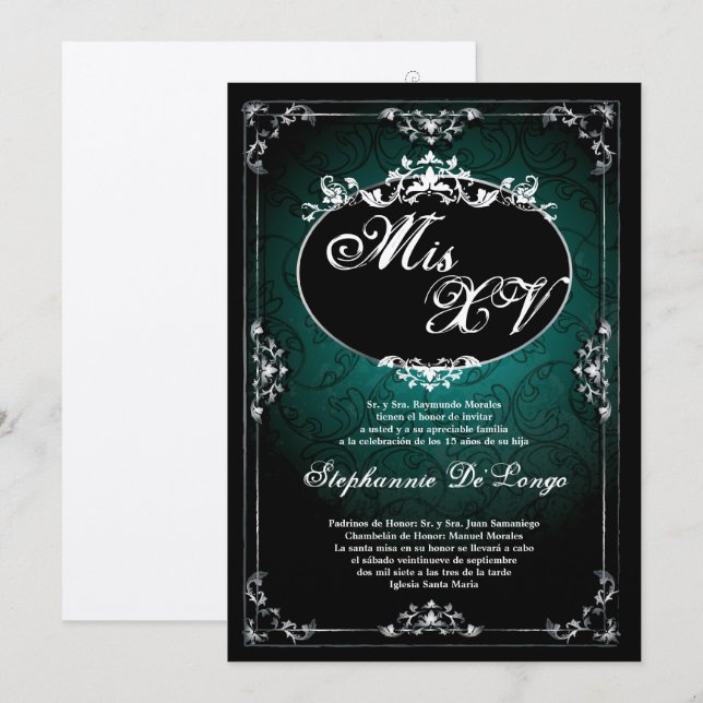 5x7 Pendant Broach Quinceanera Birthday Invitation (Front/Back)