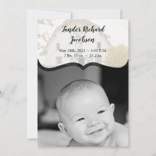 5x7 Photo Birth Announcement Army Sunset Barn Coun