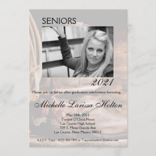 5x7 Photo Graduation Party Invitation Cowboy Boots