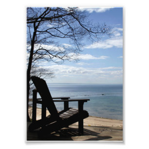 5x7 Photographic Beach Scene with Adirondack Chair Photo Print