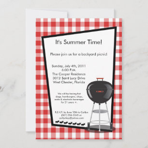 5x7 Picnic Summer Barbecue Party Invitation