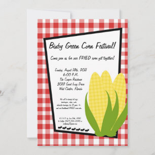 5x7 Picnic Summer Corn Festival Party Invitation