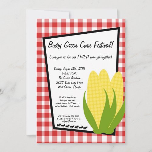 5x7 Picnic Summer Corn Festival Party Invitation