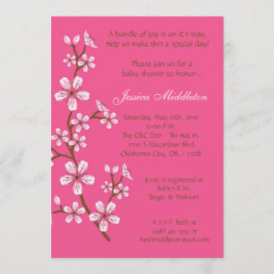 5x7 Pink Cherry Blossom Baby Shower Invitation