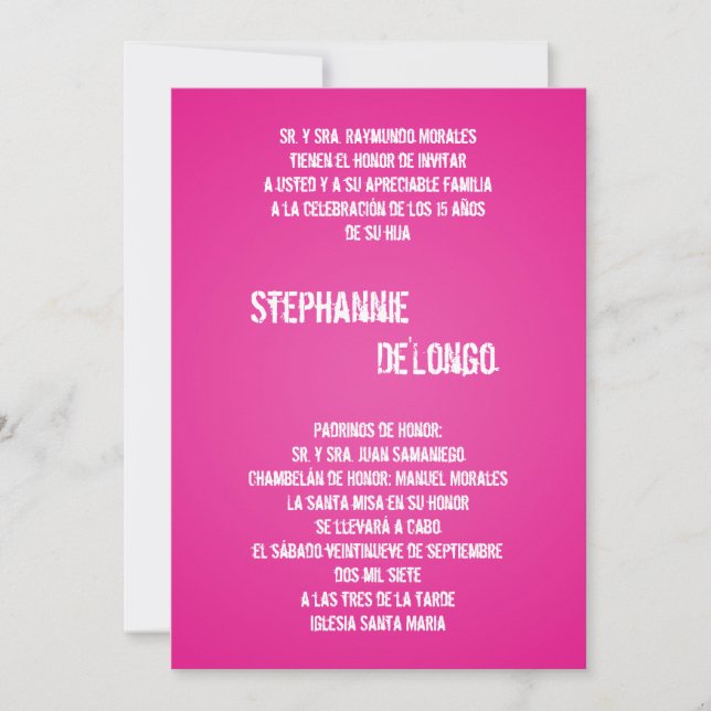 5x7 Pink DJ Spin Turntable Quinceanera Invitation (Front)