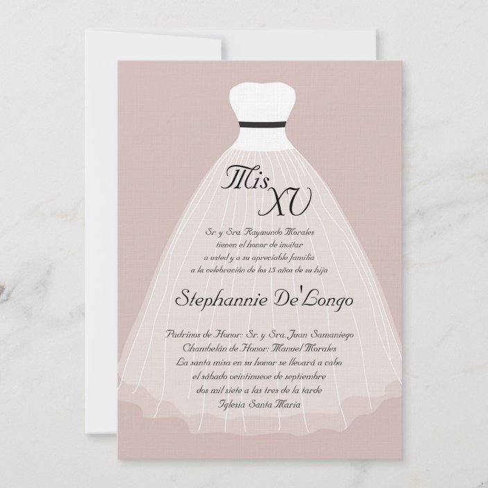 5x7 Pink Dress Quinceanera Birthday Invitation | Zazzle.com