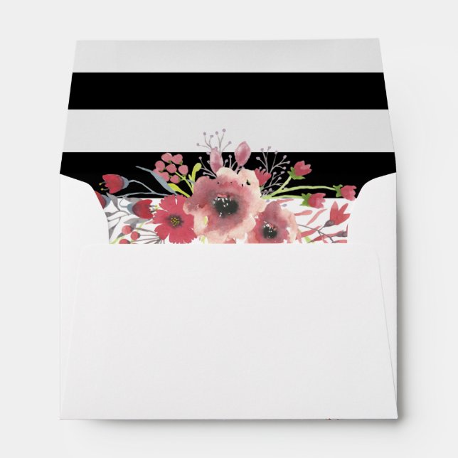 5x7 Pink Elegant Chic Floral Wedding Envelope (Back (Bottom))