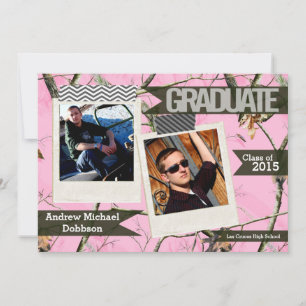 5x7 Pink Hunters Camo Camoufla Senior Announcement