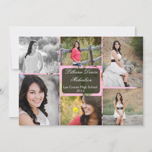 5x7 Pink Hunters Camo Camoufla Senior Announcement (Front)