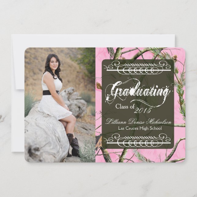 5x7 Pink Hunters Camo Camoufla Senior Announcement (Front)