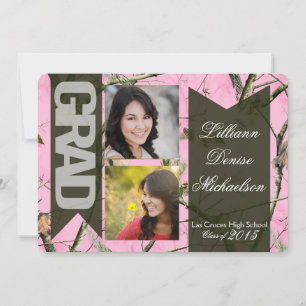 5x7 Pink Hunters Camo Camoufla Senior Announcement