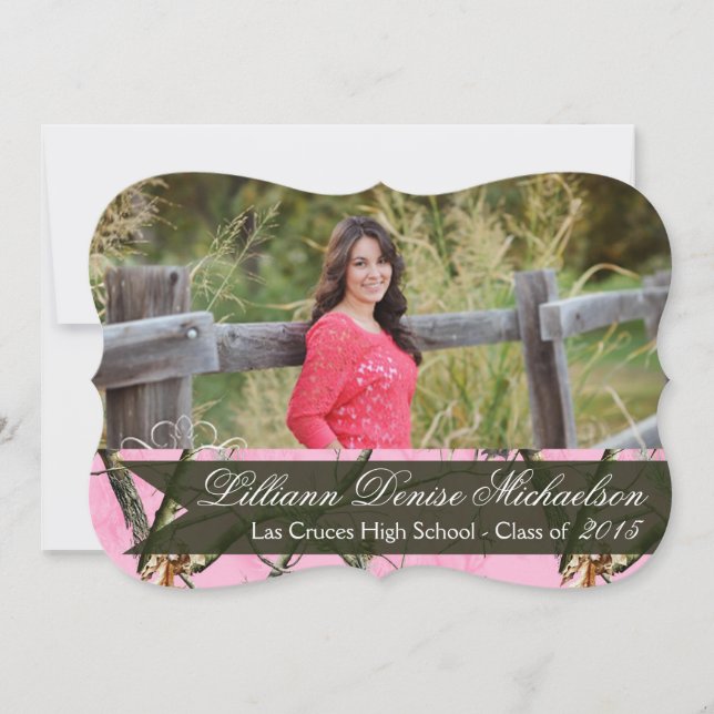 5x7 Pink Hunters Camo Camoufla Senior Announcement (Front)