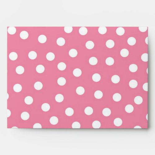 5x7 Pink Polka Dot Outside White Inside Envelope