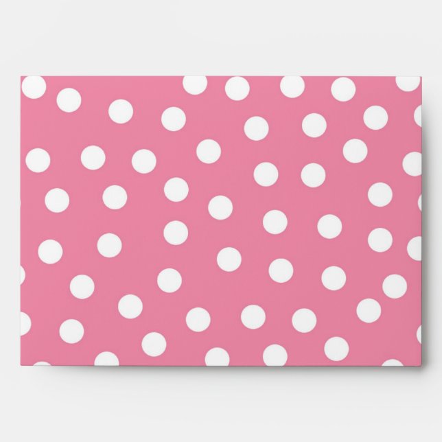 5x7 Pink Polka Dot Outside White Inside Envelope (Front)