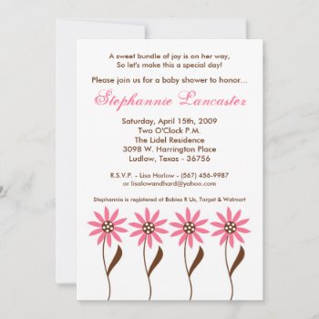 5x7 Pink Spring Flowers Baby Shower Invitation by thepapergenius at Zazzle