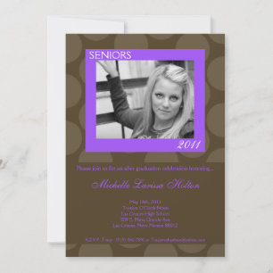 5x7 Purp Circle Polk Photo Graduation Announcement