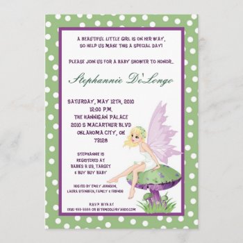 5x7 Purple Fairy Baby Shower Invitation by thepapergenius at Zazzle