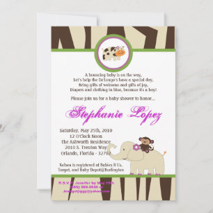 5x7 Purple Jacana Baby Shower Invitation