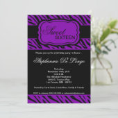 5x7 Purple Zebra Print Birthday Party Invitation | Zazzle