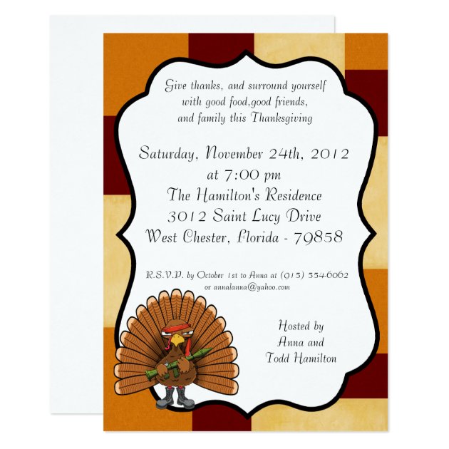 5x7 Rambo Turkey Thanksgiving Invitation