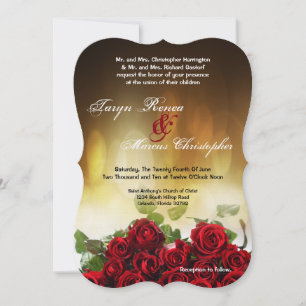 5x7 Red Rose Bouquet Flower Wedding Invitation