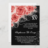 5x7 Red Roses Quinceanera Birthday Invitation (Front/Back)