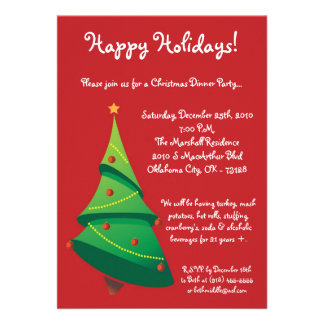 5x7 Red XMAS Tree Christmas Party Invitation