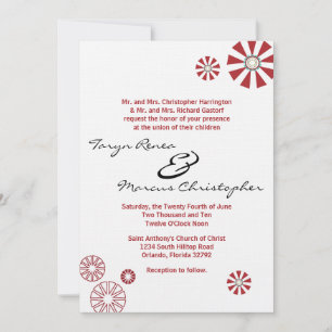 5x7 Retro Disk Flower Linen Wedding Invitation