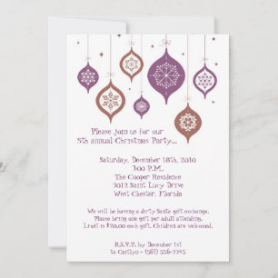5x7 Retro XMAS Christmas Ornaments Invitation