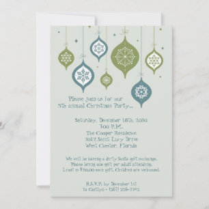 5x7 Retro XMAS Christmas Ornaments Invitation