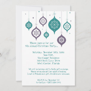 5x7 Retro XMAS Christmas Ornaments Invitation