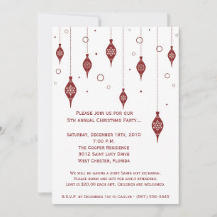 5x7 Retro XMAS Ornament Christmas Party Invitation