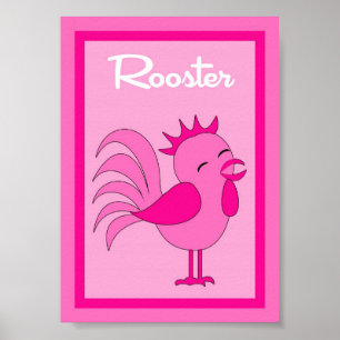 5X7 Rooster Barn Yard Girls Wall Art