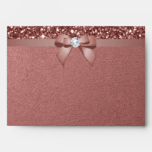 5x7 Rose Gold Glitter Diamond Bow Envelope