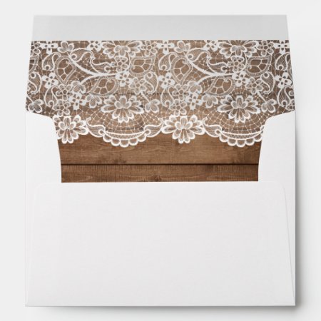 5x7 - Rustic Country Barn Wood Lace Wedding Envelope