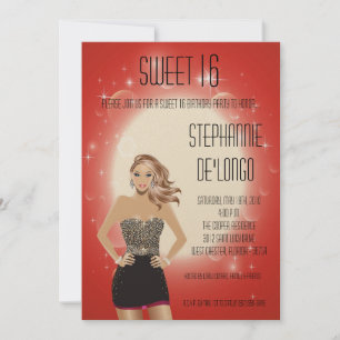 5x7 Sassy Blonde Girl Sweet 16 Birthday Invitation