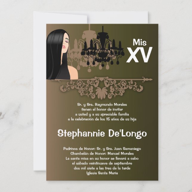 5x7 Sassy Girl Quinceanera Birthday Invitation (Front)