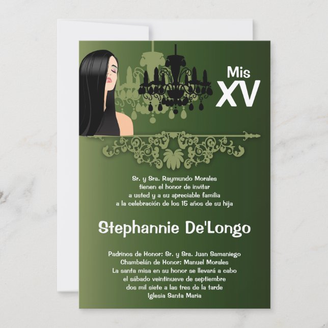 5x7 Sassy Girl Quinceanera Birthday Invitation (Front)