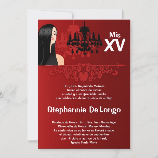 5x7 Sassy Girl Quinceanera Birthday Invitation (Front)