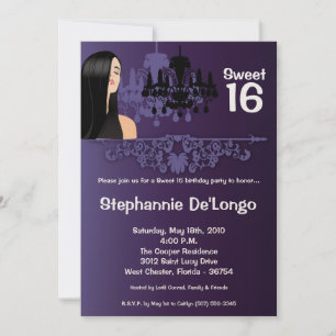 5x7 Sassy Girl Sweet 16 Birthday Invitation