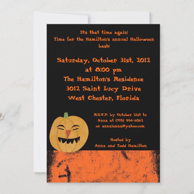 5x7 Scary Pumpkins Halloween Party Invitation (Front)