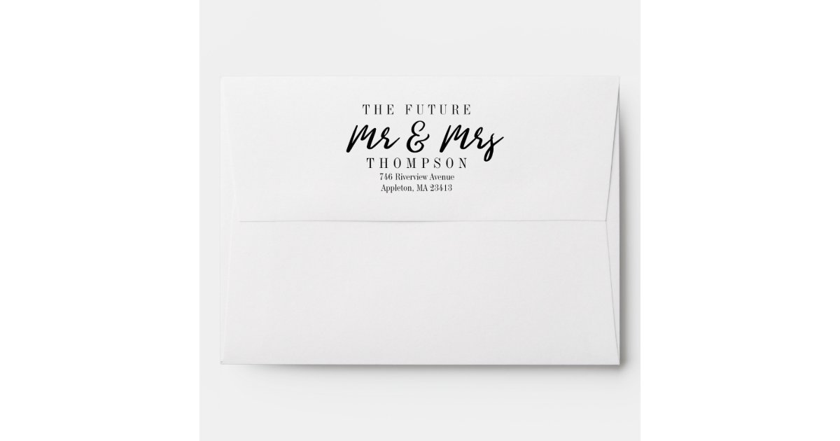 5x7 Script The Future Mrs and Mr Preprinted Envelope | Zazzle.com