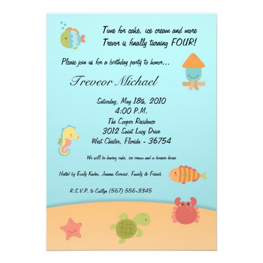 Sea Life Birthday Party Invitations 5