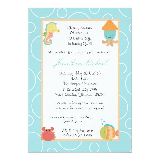 Sea Life Birthday Party Invitations 10