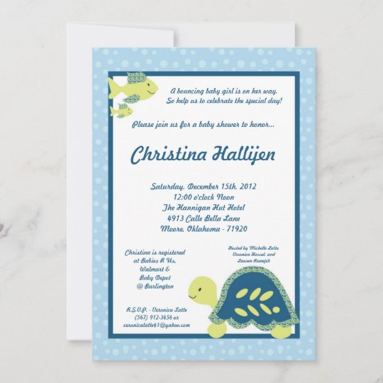 5x7 Sea Turtle Reef Ocean Baby Shower Invitation
