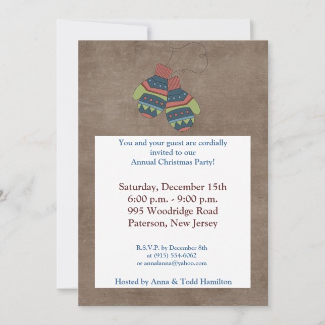 5x7 Searching for Winter Gloves Invitation (Front)